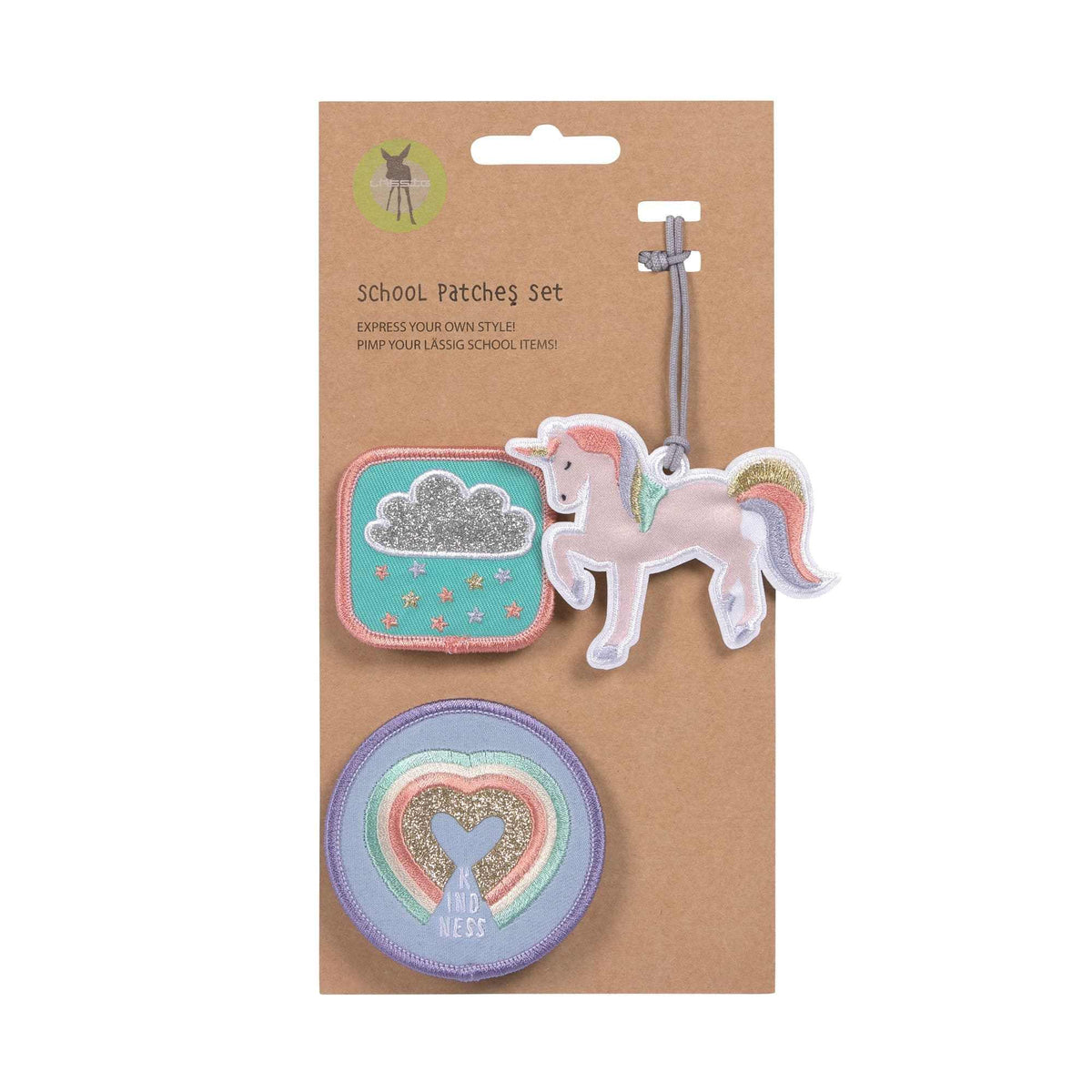 Schulranzen-Patches Set Unicorn glitter