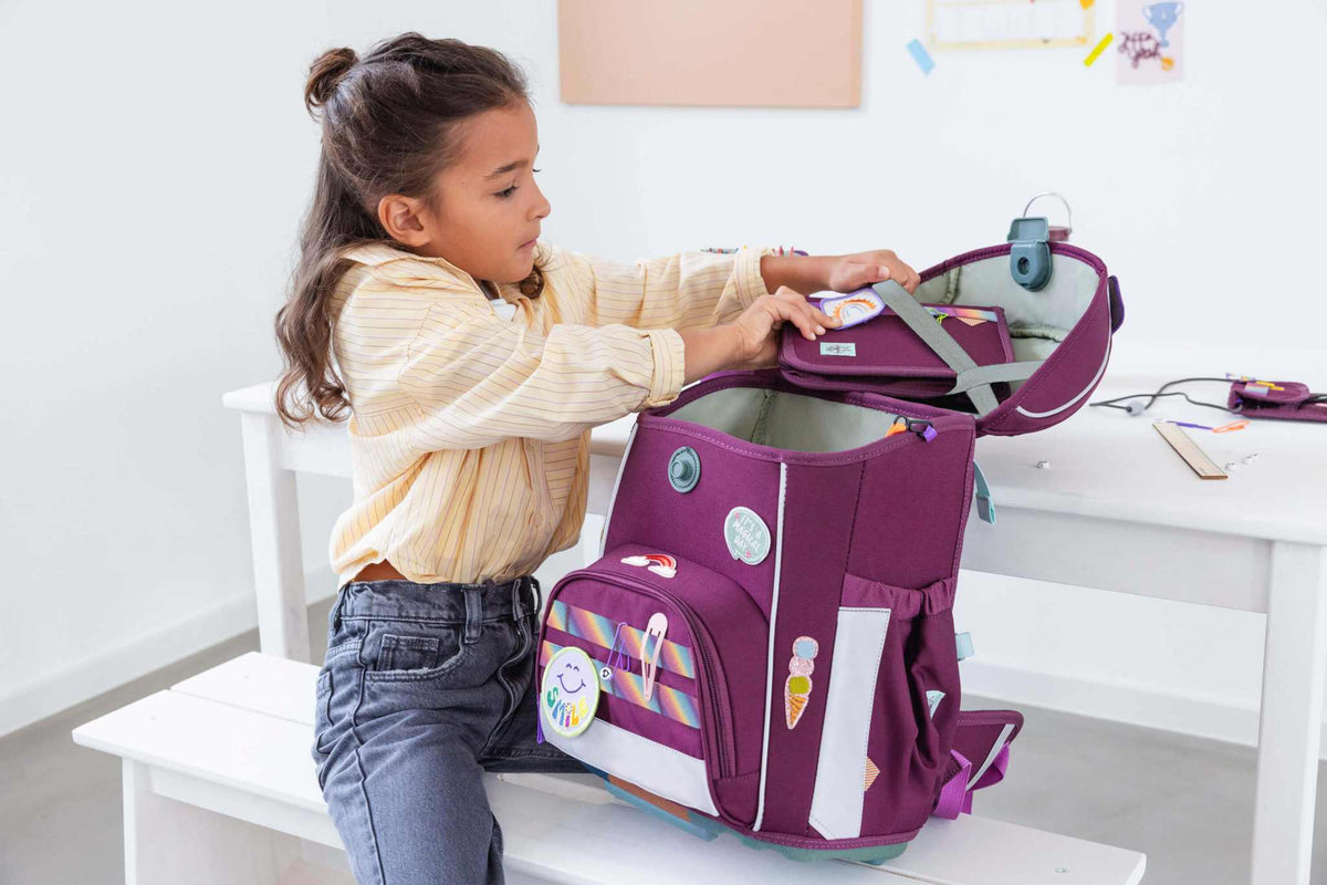 Schulranzen Set 7-teilig, Slim Unique Lila