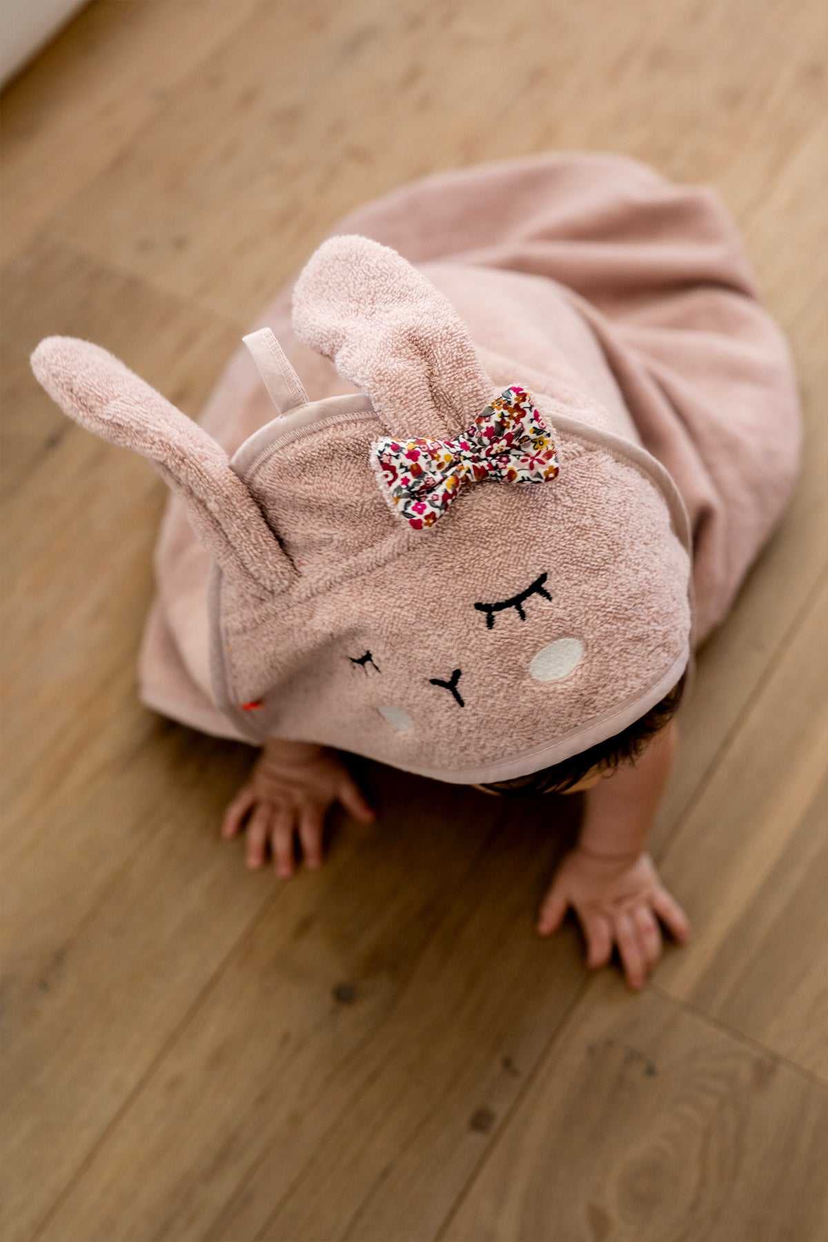 Kapuzen-Handtuch Hase Rose