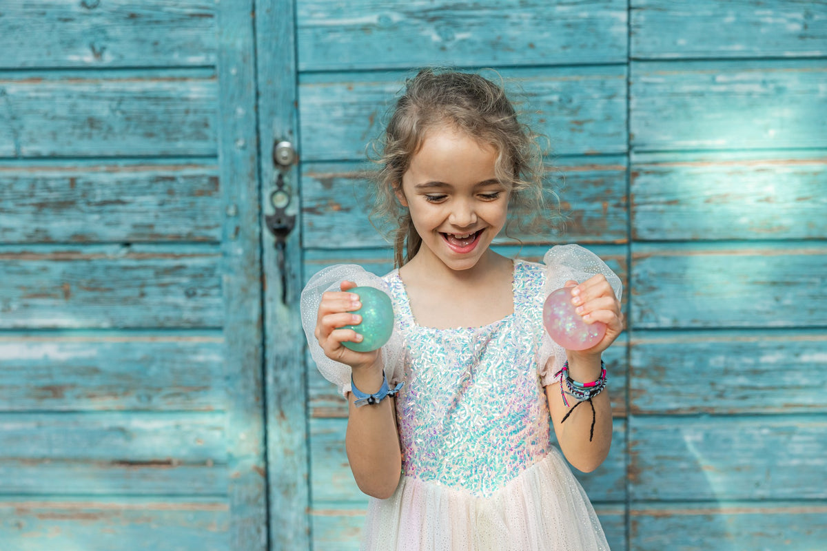Regenbogen Glitzer Kleid 110-116