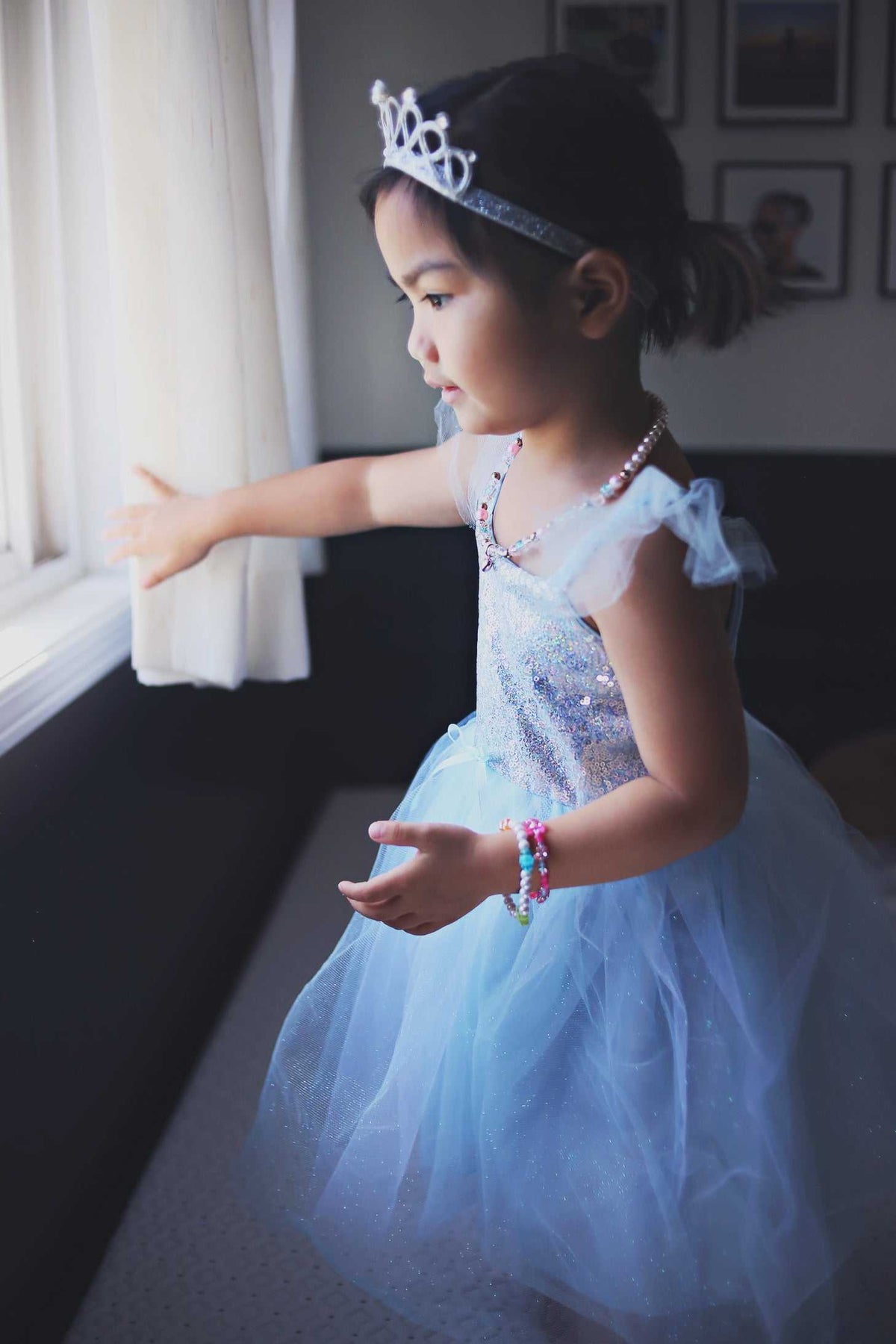 Blaues Paillettenkleid Prinzessin 3-4 Jahre