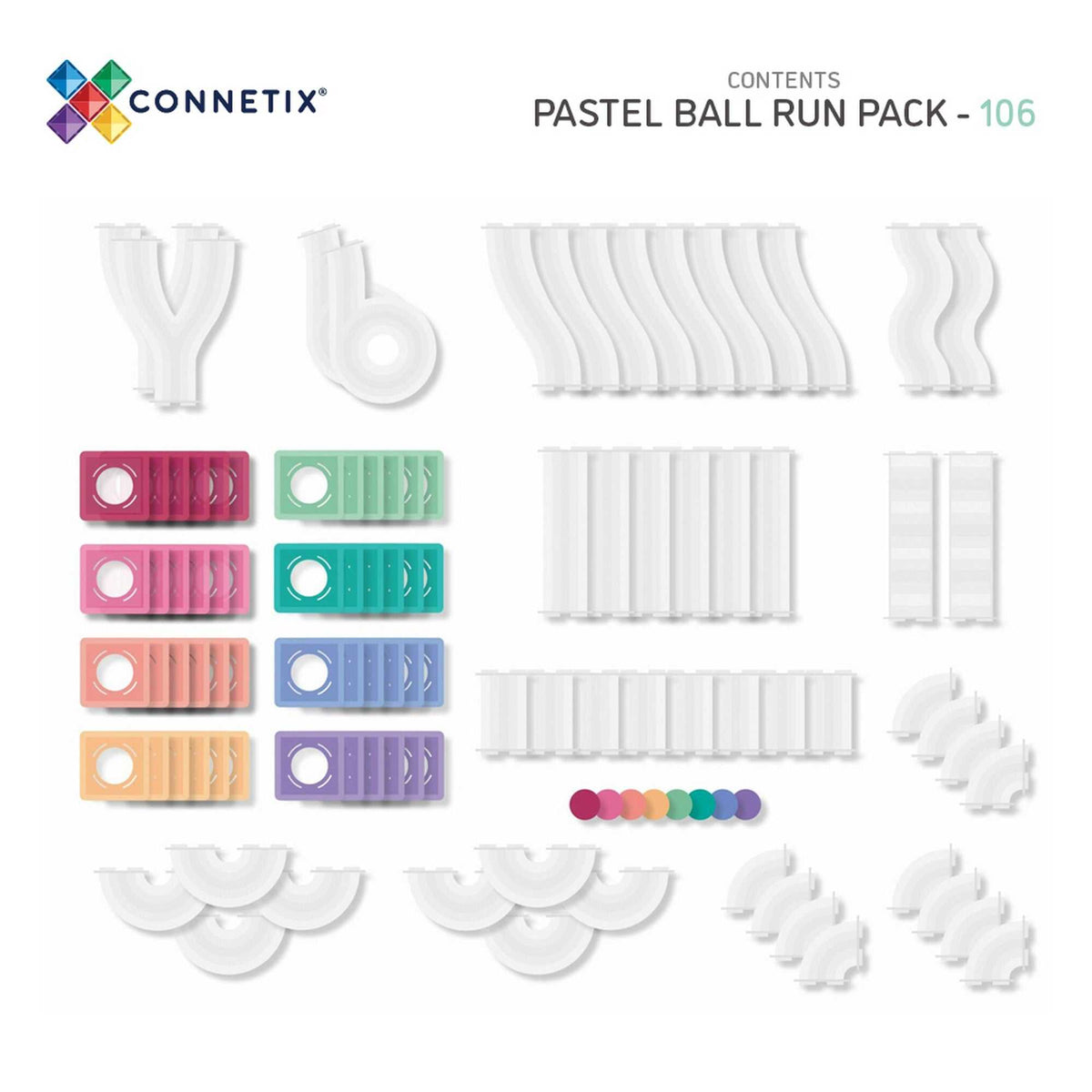 Magnetbausteine Pastell Ball Run Pack 106 Teile