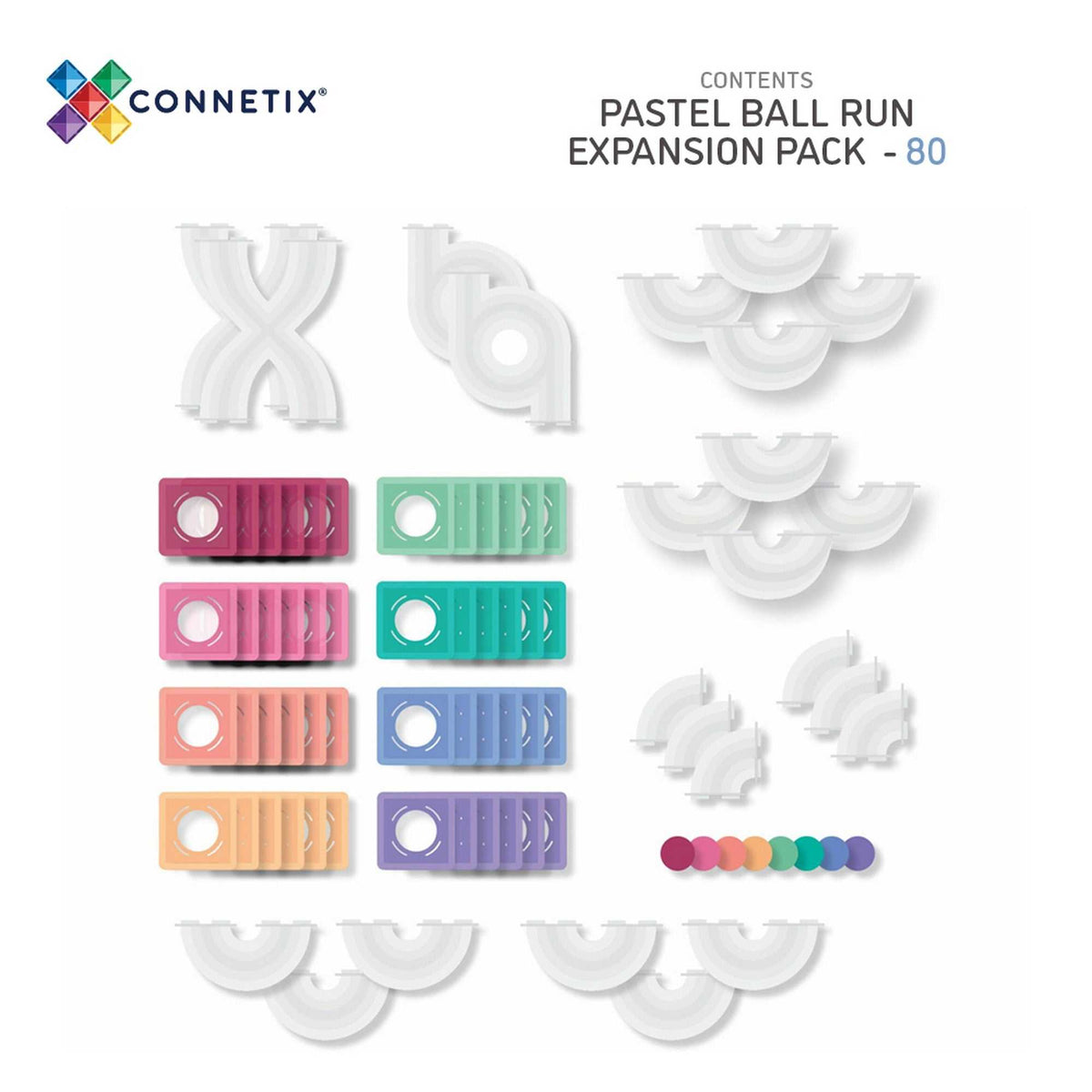 Magnetbausteine Pastell Kugelbahn Pack 80 Teile