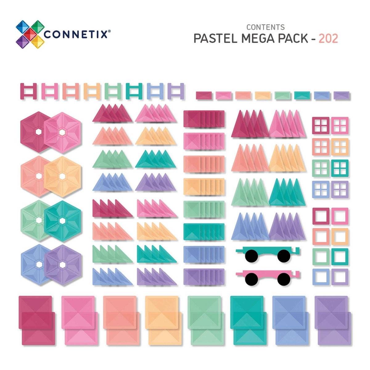 Magnetbausteine Pastell Mega Pack 202 Teile