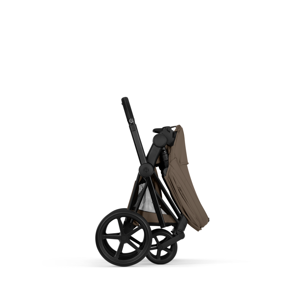 PRIAM Comfort Matt Black incl. Babywanne, Sitzeinheit, Sitzbezug Coconut Brown