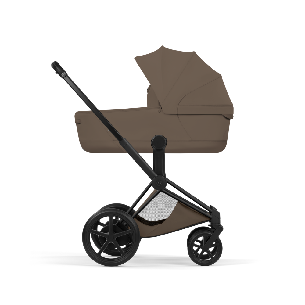 ePRIAM Comfort Matt Black incl. Babywanne, Sitzeinheit, Sitzbezug Coconut Brown