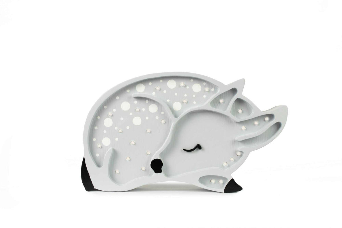 Lampe Reh grau aus Massivholz mit warmweißem LED-Licht und Fernbedienung für Kinderzimmer