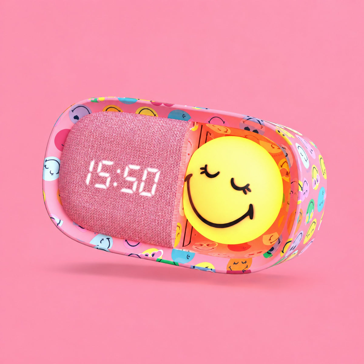 Dreamy Clock Smiley - Wecker und Nachtlicht Rosa
