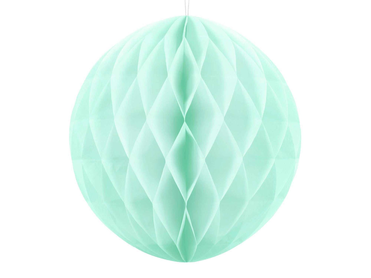 Light mint honeycomb ball decoration with 30 cm diameter for festive home décor