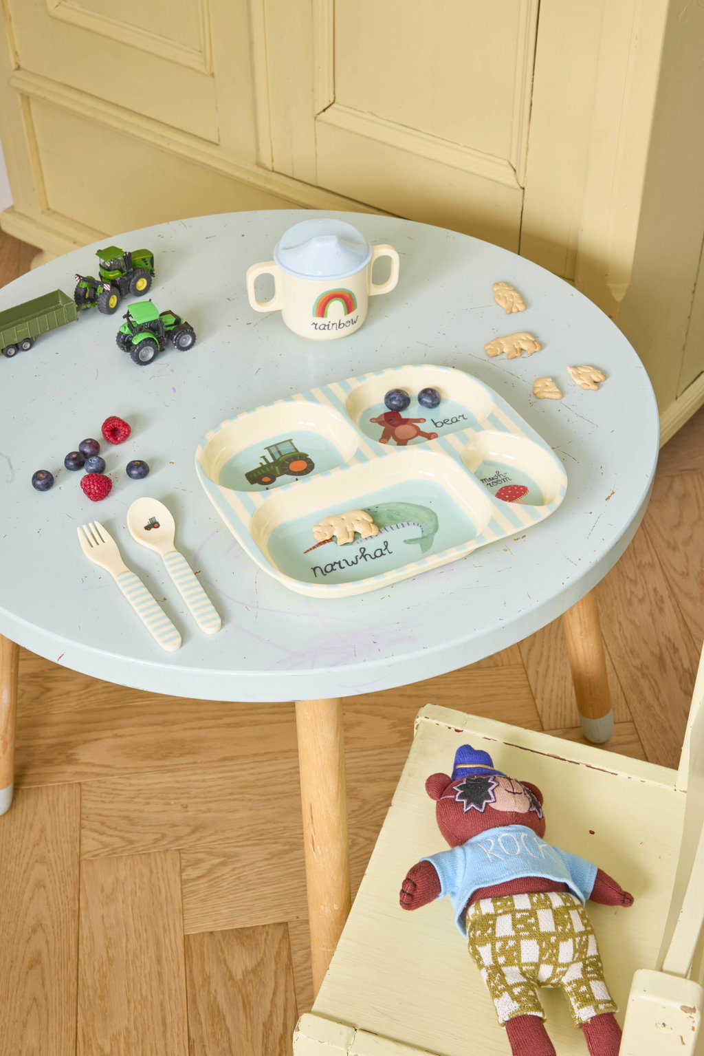 Baby Geschirr Set/ Blue ABC Print