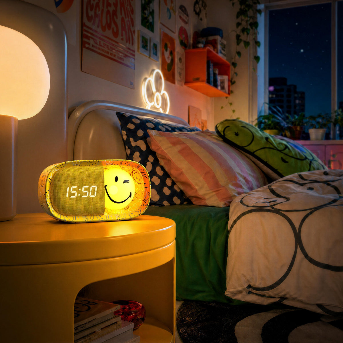 Dreamy Clock Smiley - Wecker und Nachtlicht Gelb
