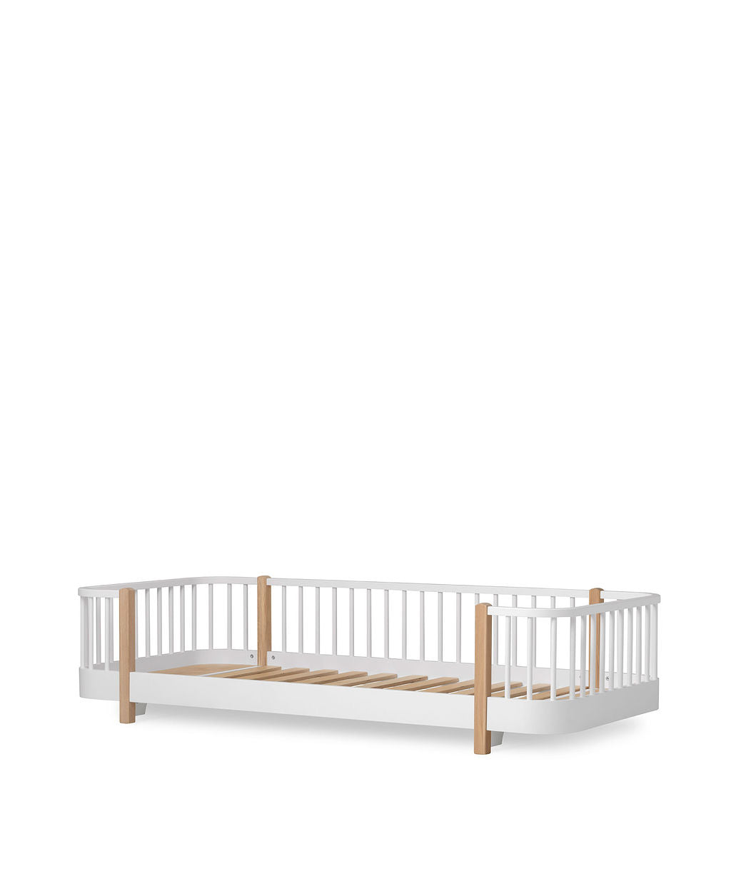 Wood Bodenbett 90x200 cm weiß/Eiche