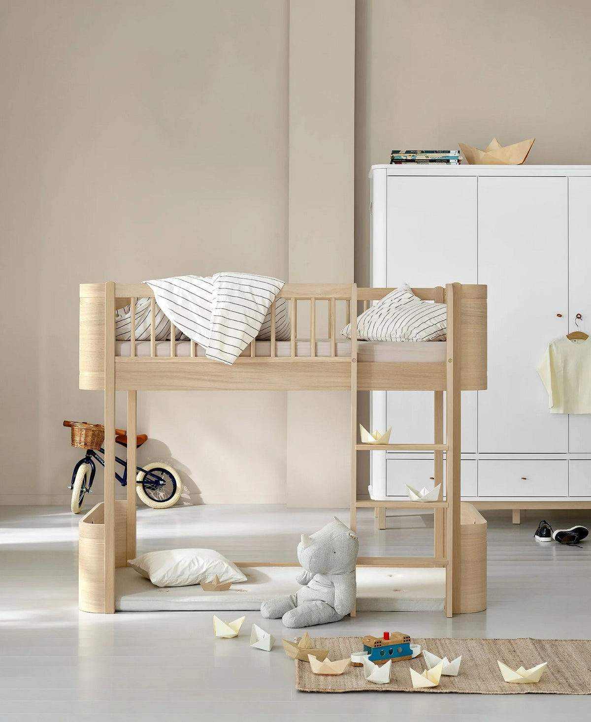 Wood Umbau-Set vom Mini+ Babybett inkl. Umbau-Set Juniorbett zum halbhohen Hochbett/ Eiche