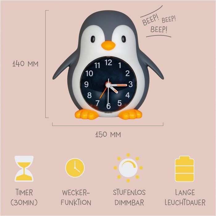 Nachtlicht & Wecker Poppy Pinguin