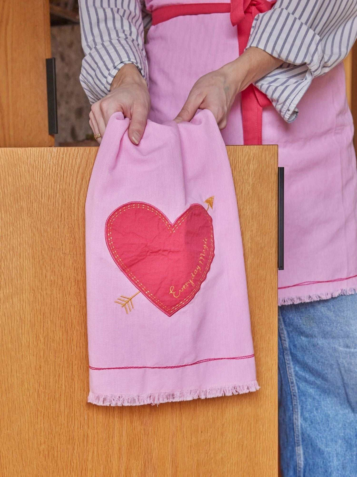 Geschirrtuch Herz - Pink