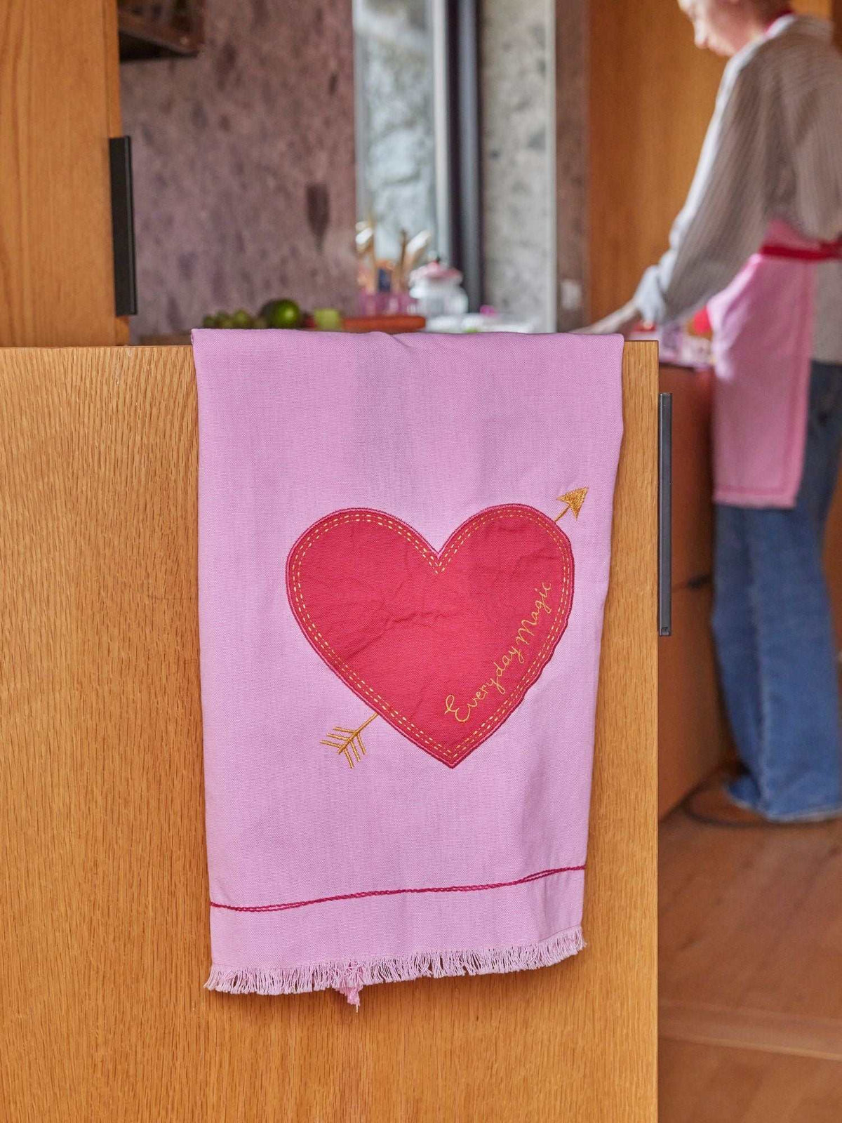Geschirrtuch Herz - Pink