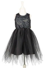 Schwarzes Kleid Mathilde mit Glitter und Fledermausapplikationen für Kinder 8-10 Jahre