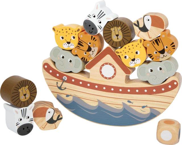 Balancierspiel Arche-Safari Holzspielzeug mit Tierspielfiguren zur Förderung der Feinmotorik und Hand-Auge-Koordination
