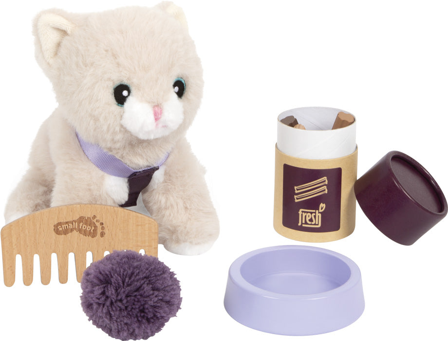 Katze mit Tasche & Pflege-Set