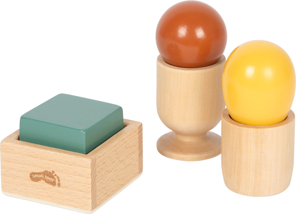 Montessori Sortierspiel mit Kugel, Würfel und Ei