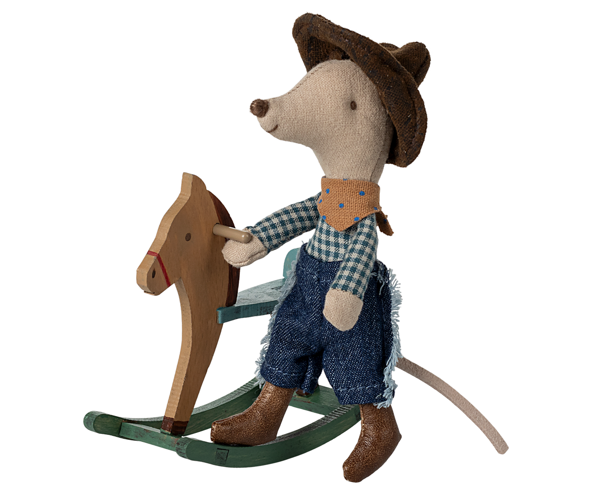Cowboy Maus auf Schaukelpferd/ Kleiner Bruder