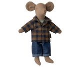 Braunes kariertes Hemd und Hose, Papa Maus