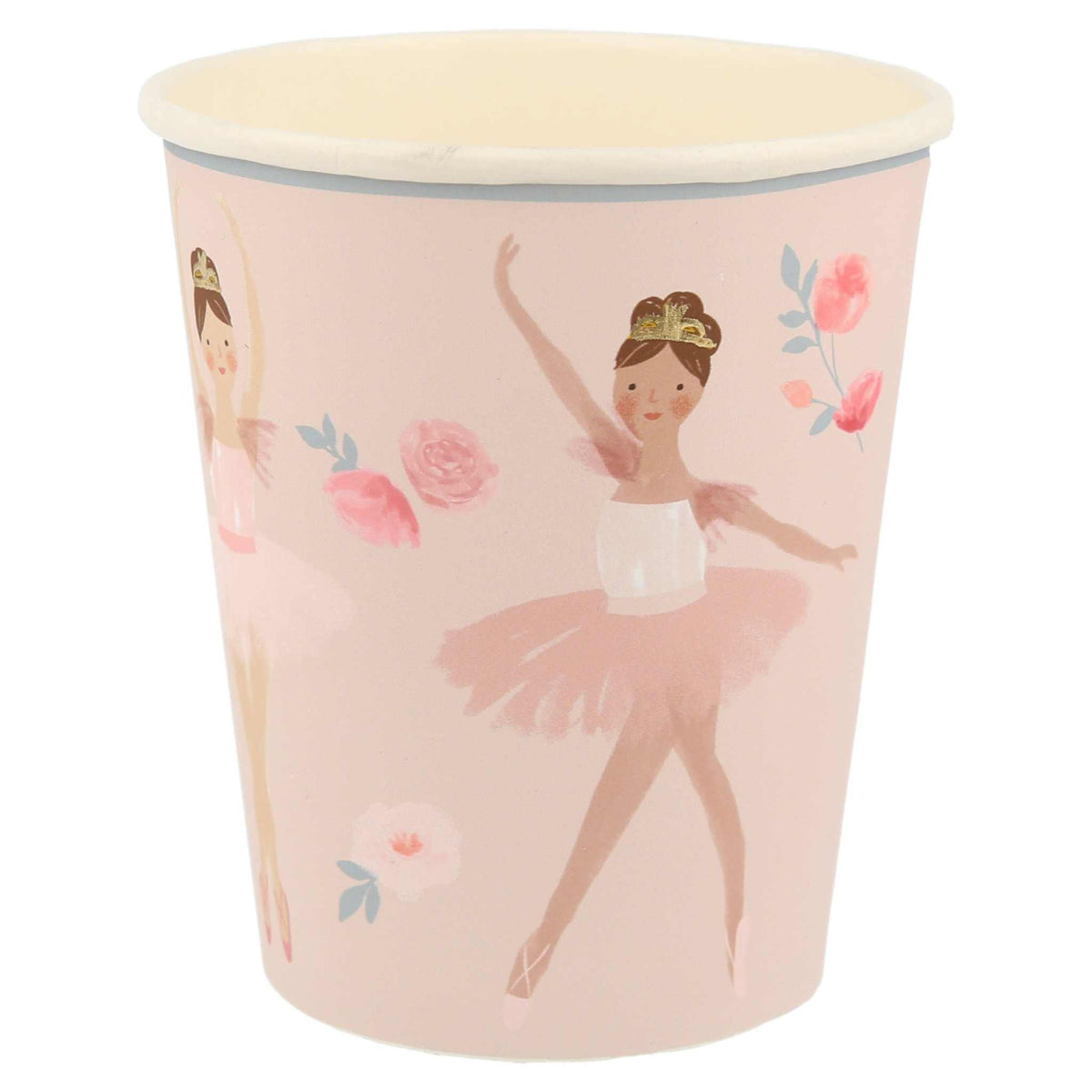 Ballet Becher mit goldenen Folienakzenten und Ballerina-Motiv, 256ml, umweltfreundlich, 8er-Pack