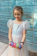 Regenbogen Glitzer Kleid 98-104