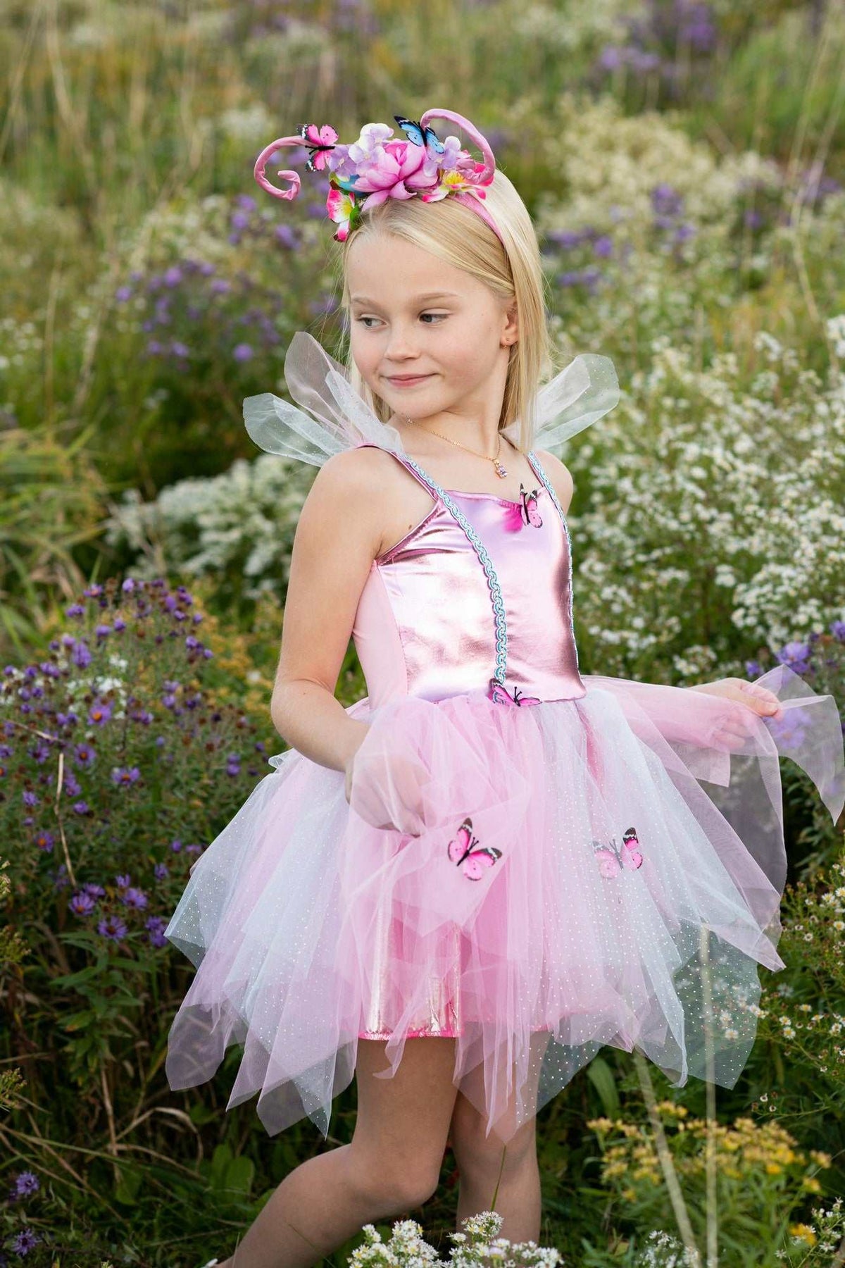 Schmetterlings-Kleid & Haarreif 5-6 Jahre