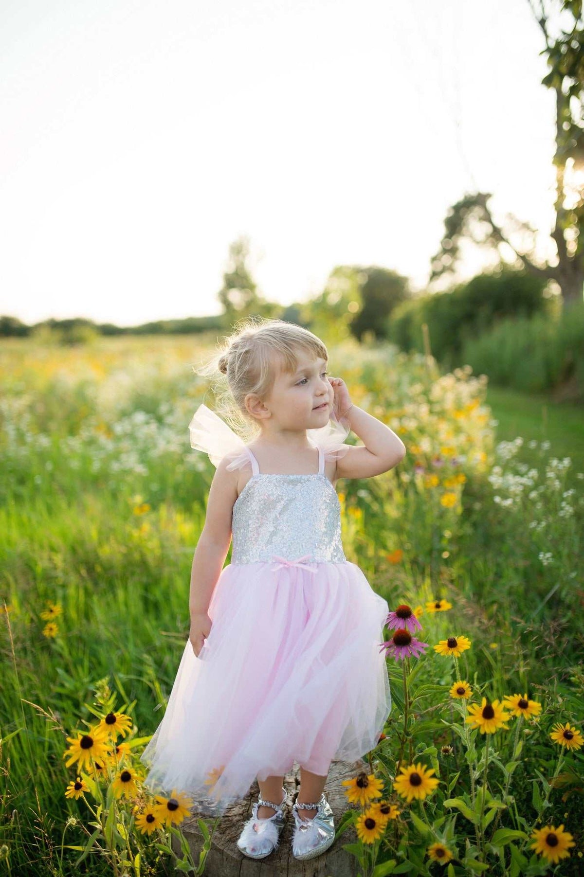 Rosa Pailletten-Prinzessinnenkleid 5-6 Jahre