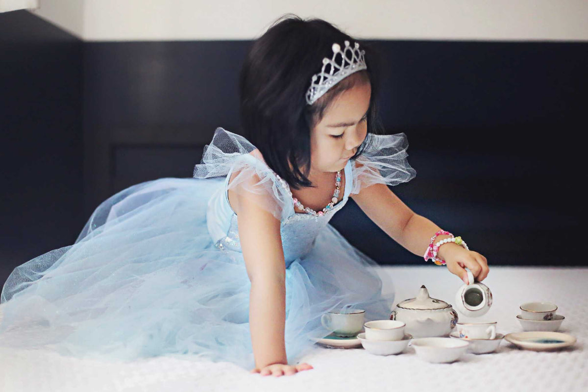 Blaues Paillettenkleid Prinzessin 3-4 Jahre