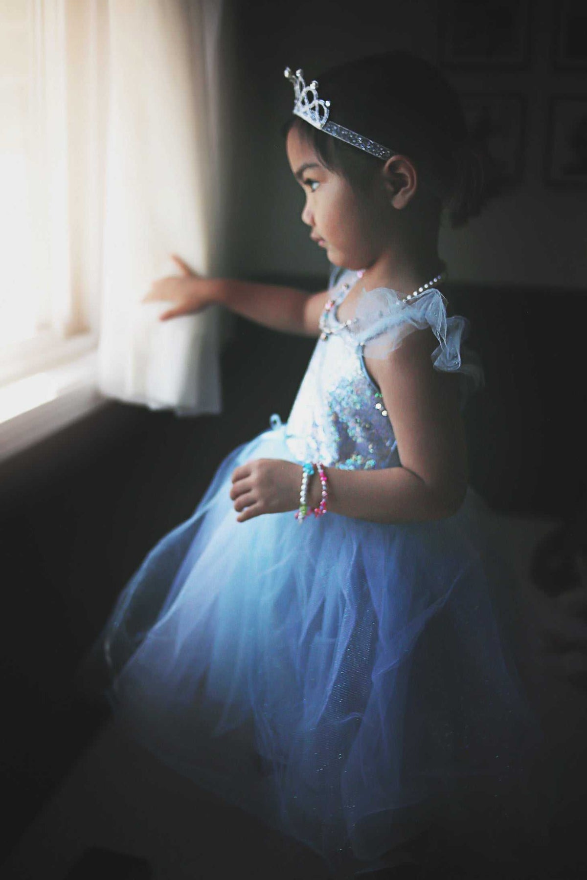 Blaues Paillettenkleid Prinzessin 5-6 Jahre