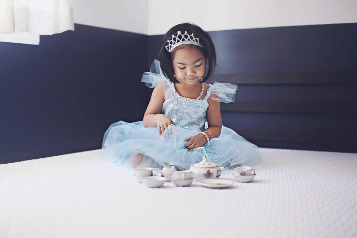 Blaues Paillettenkleid Prinzessin 5-6 Jahre