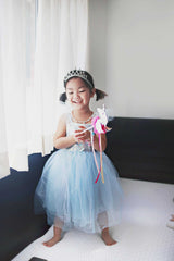 Blaues Paillettenkleid Prinzessin 5-6 Jahre