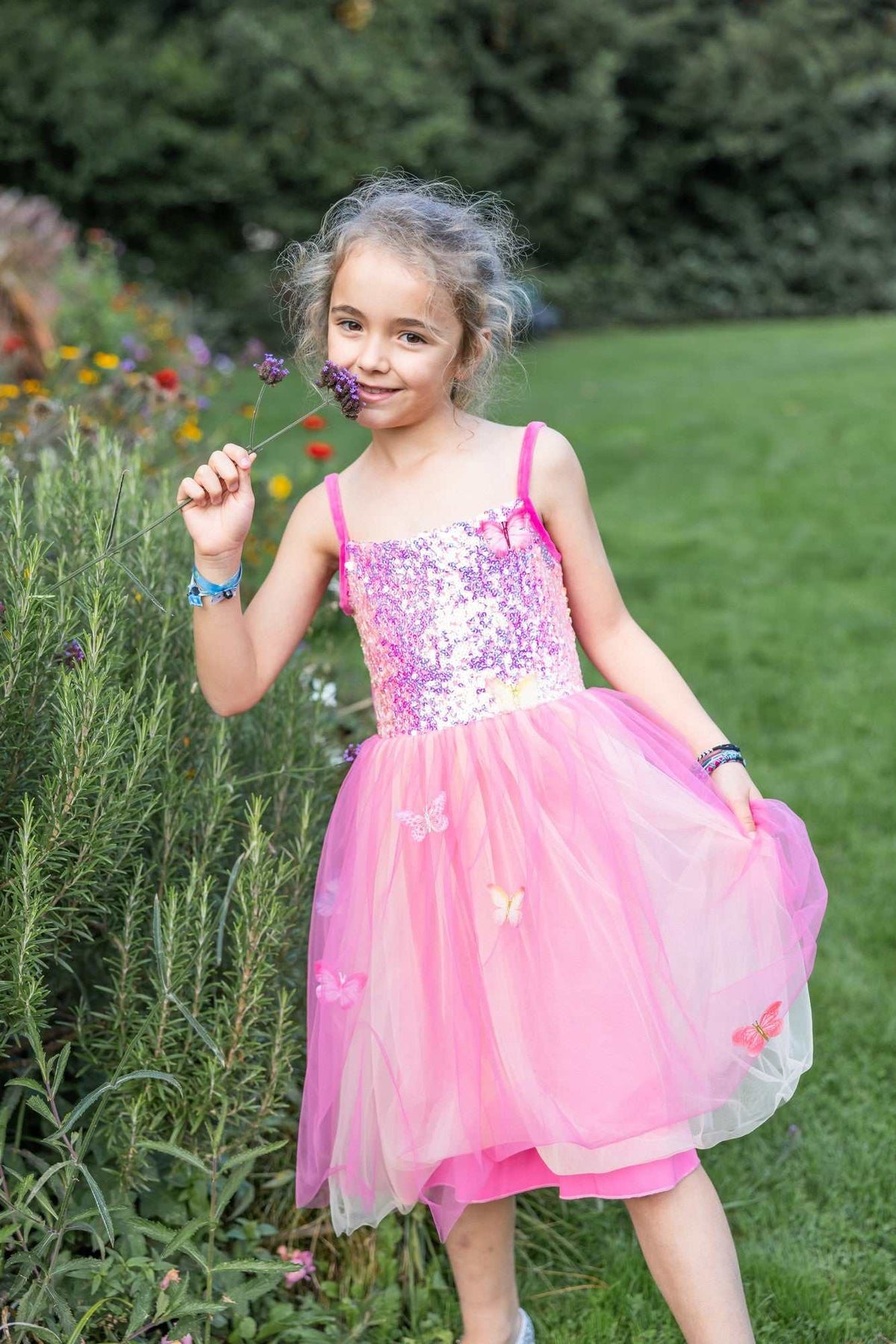 Schmetterlingskleid Pink 7-8 Jahre
