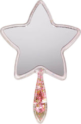 Handspiegel-Prinzessin Sternförmiger Kinderhandspiegel mit funkelndem Glitter und goldener Fassung, 13x19 cm, Kunststoff und Glas