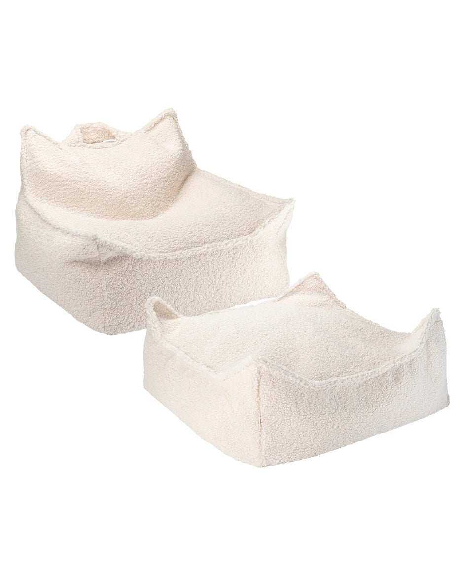 Sitzsack & Ottomane Set/ Cream White