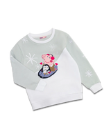Peppa Wutz Winter Time Sweater for kids made of organic cotton in white and blue with playful winter design