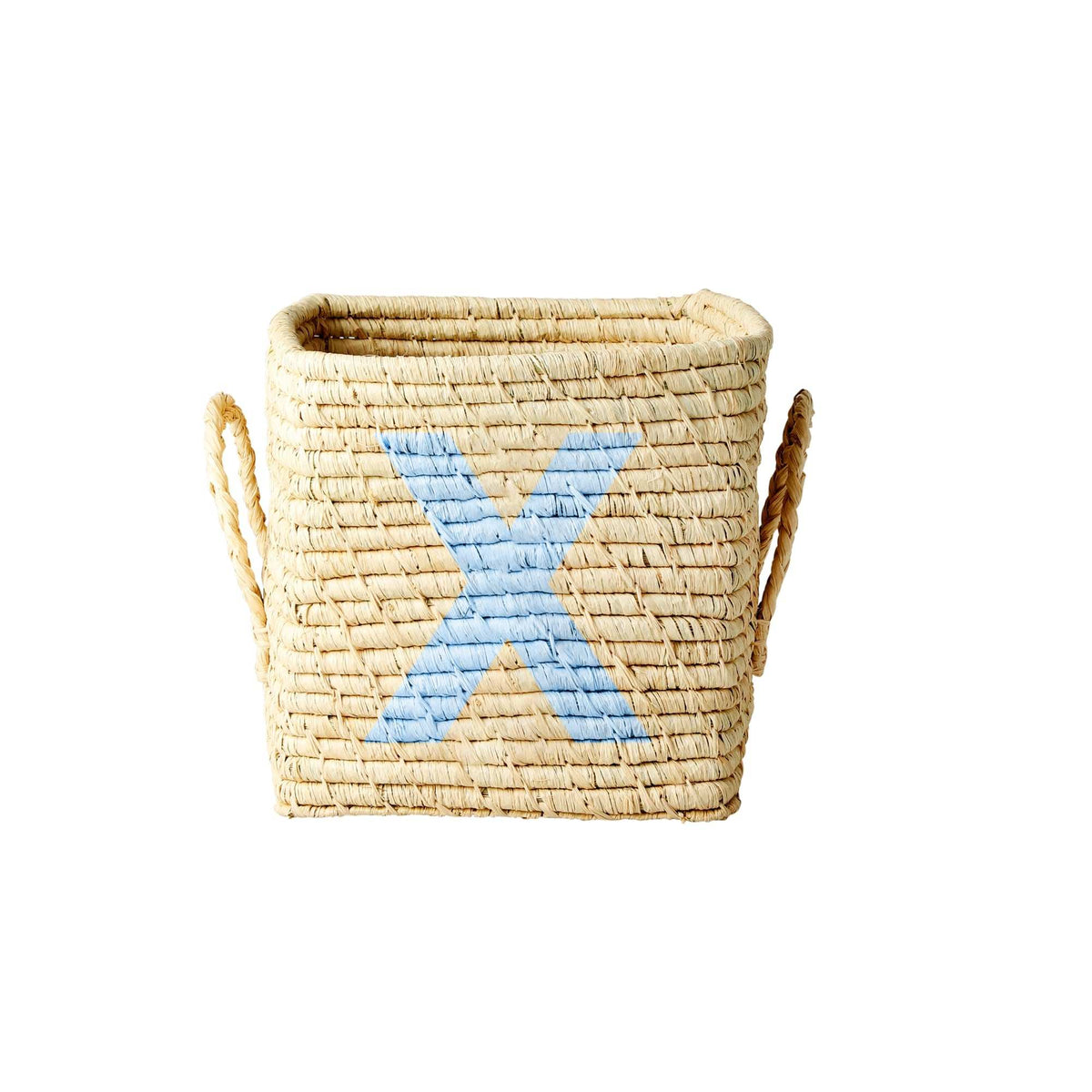 Raffia Square Basket with painted Letter X