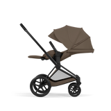 PRIAM Comfort Matt Black incl. Babywanne, Sitzeinheit, Sitzbezug Coconut Brown