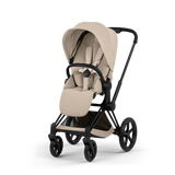 PRIAM Comfort Matt Black incl. Babywanne, Sitzeinheit, Sitzbezug Cozy Beige