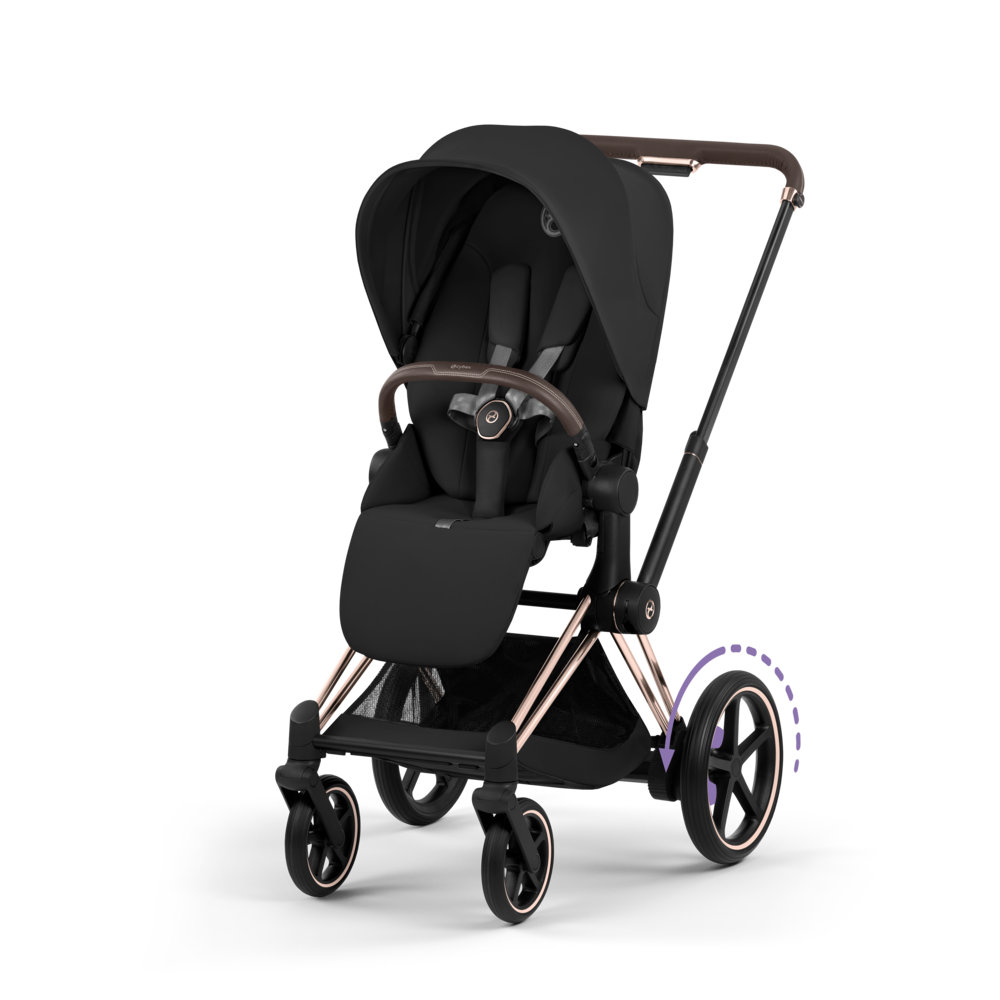 ePRIAM Comfort Rosegold incl. Babywanne, Sitzeinheit, Sitzbezug Sepia Black