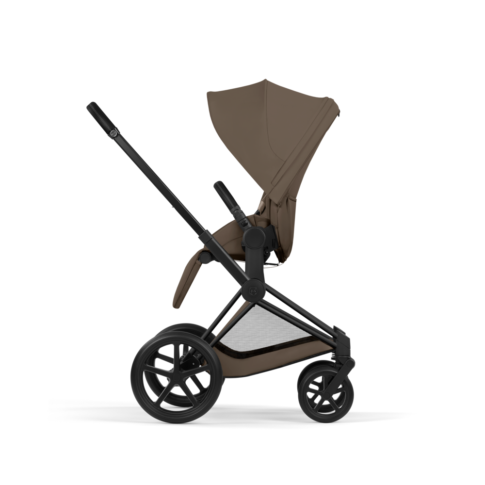 PRIAM Comfort Matt Black incl. Babywanne, Sitzeinheit, Sitzbezug Coconut Brown