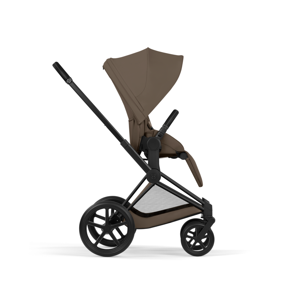 PRIAM Comfort Matt Black incl. Babywanne, Sitzeinheit, Sitzbezug Coconut Brown