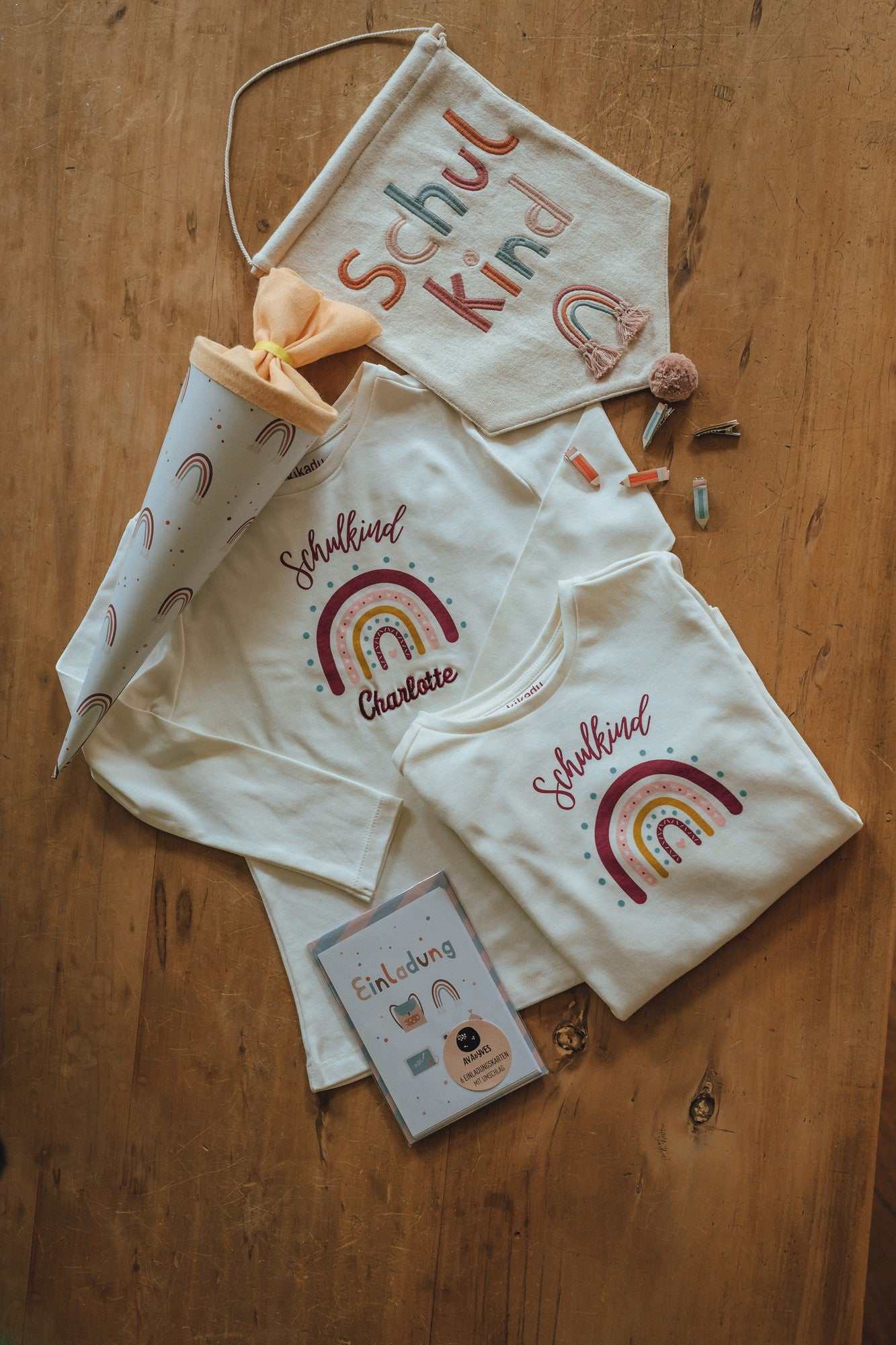 Schulkindshirt Regenbogen