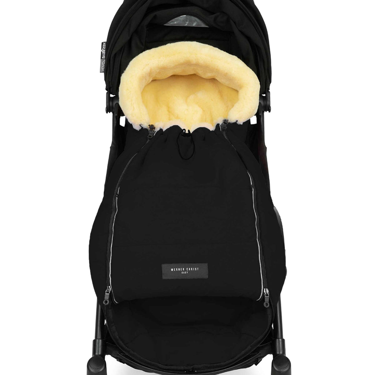 Ladis Lammfellfußsack schwarz