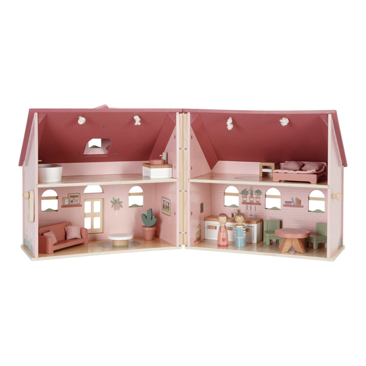 Tragbares Holzpuppenhaus