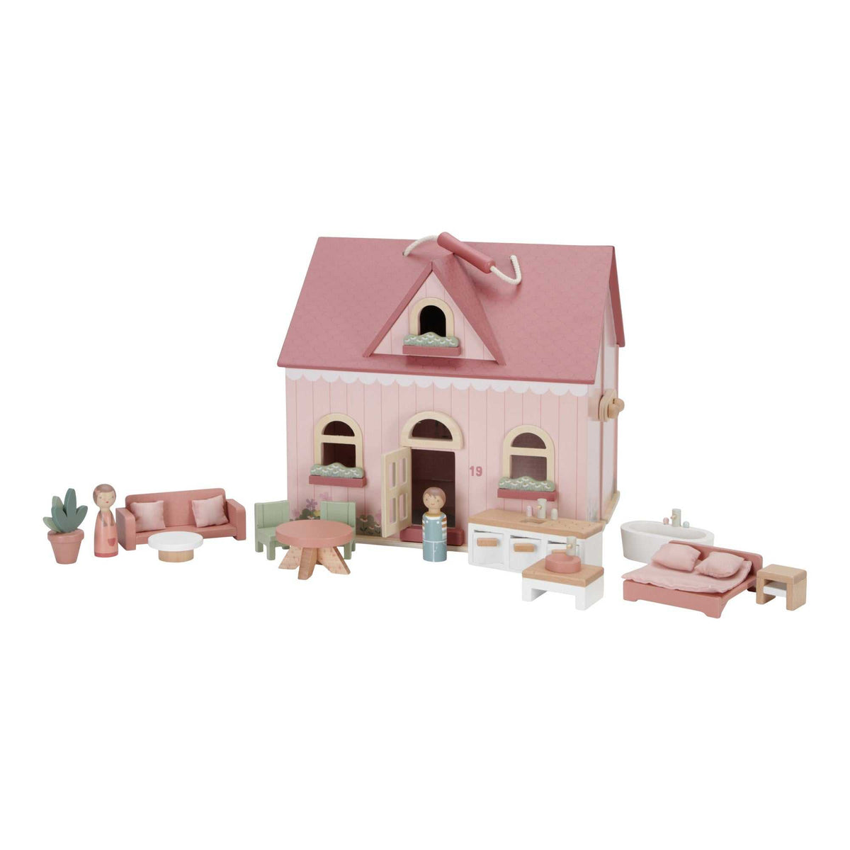 Tragbares Holzpuppenhaus