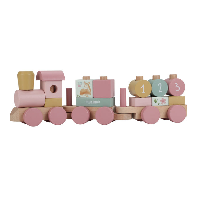 Eisenbahn mit Steck-Formen aus Holz im Feengarten-Design für Kleinkinder