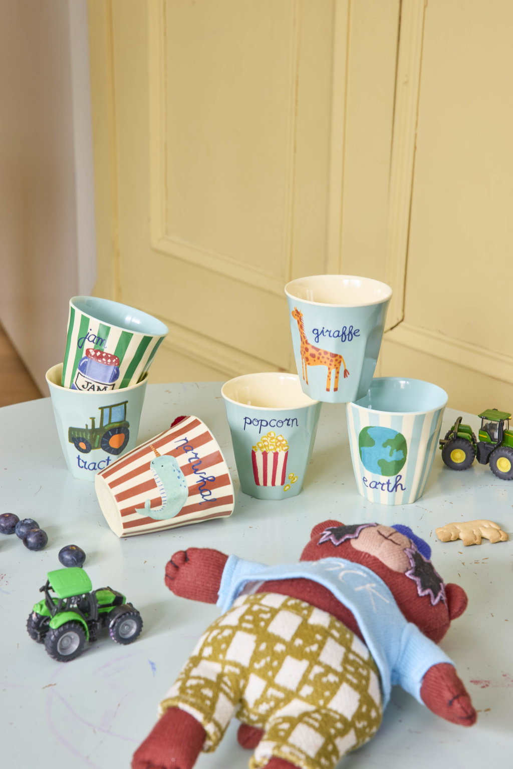 Becher Set/ ABC Print blau 160ml